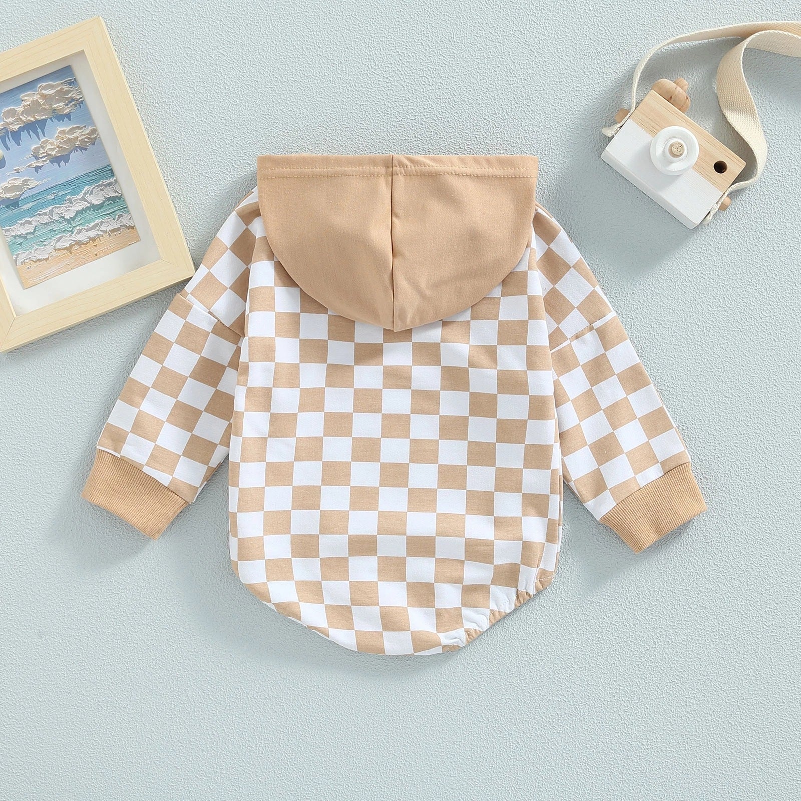 Baby plaid print hooded Bodysuit