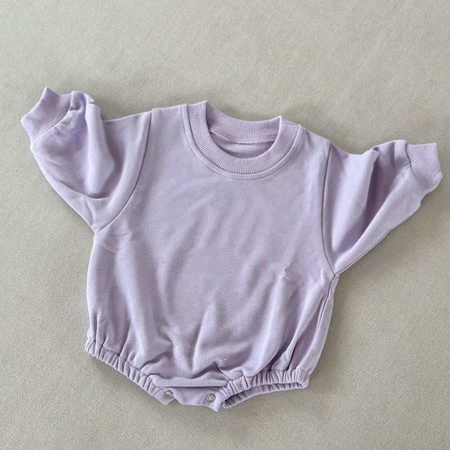Loose Solid-Color Baby Romper for Spring and Autumn