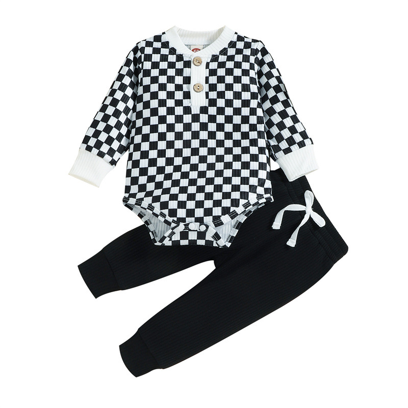 Baby Checkered Hooded Sweatshirt Set