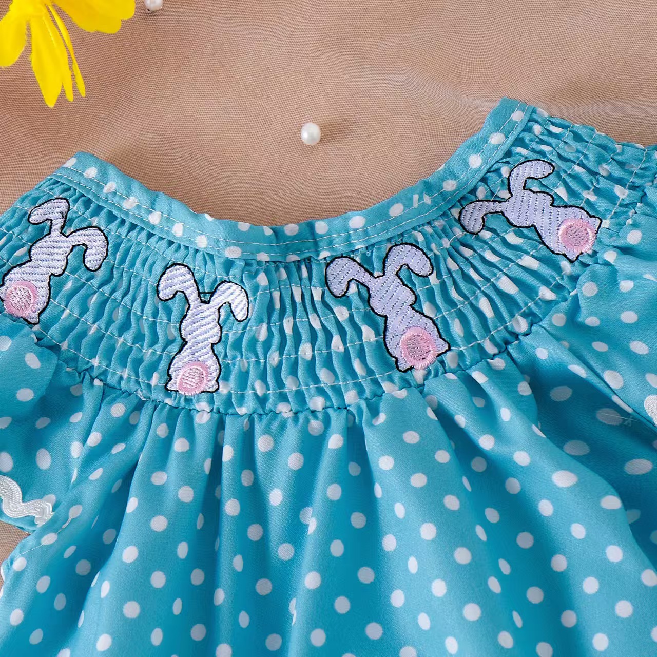 Baby Girl Rabbit Embroidered Romper