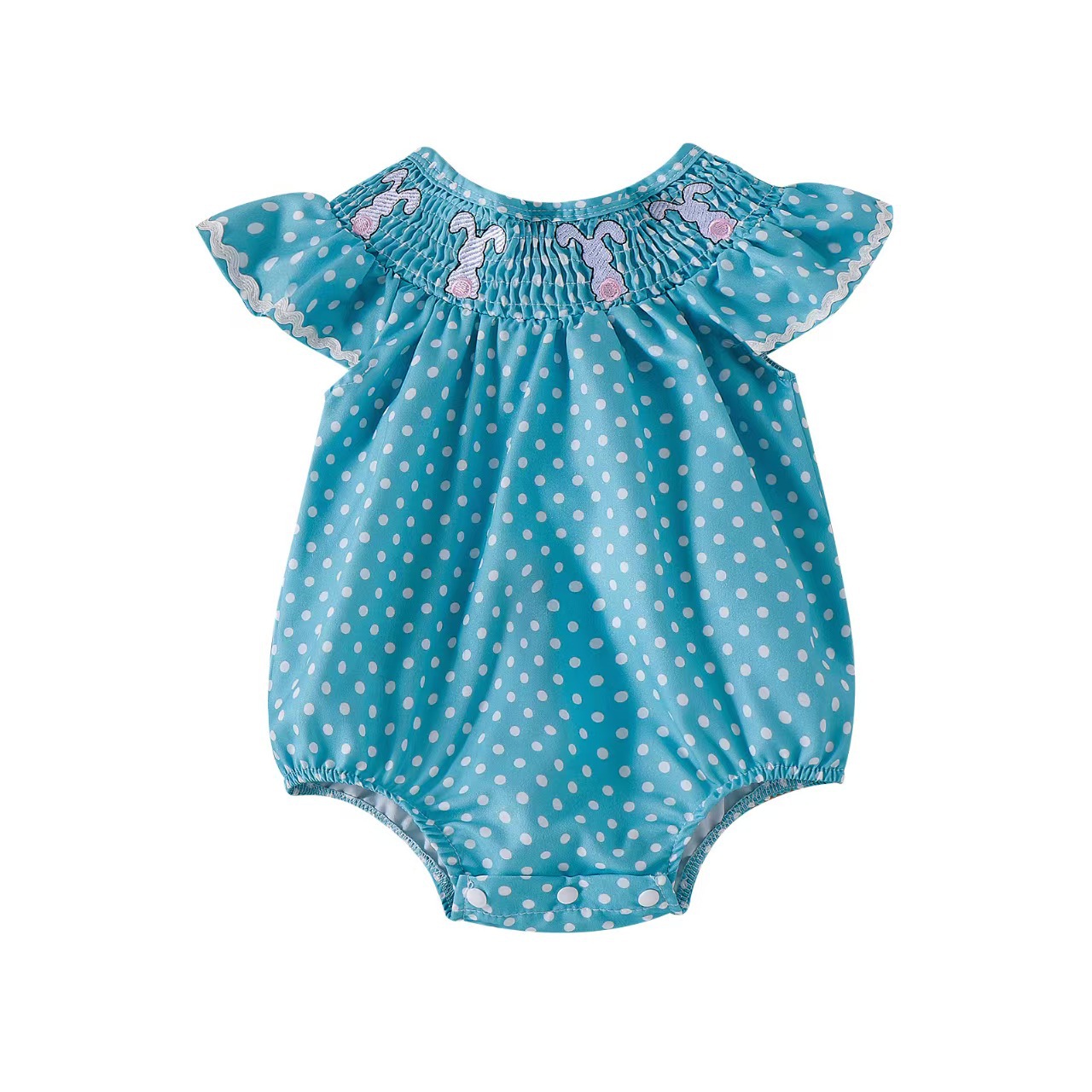 Baby Girl Rabbit Embroidered Romper