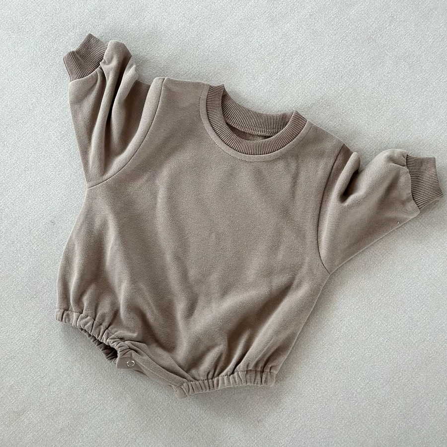 Loose Solid-Color Baby Romper for Spring and Autumn