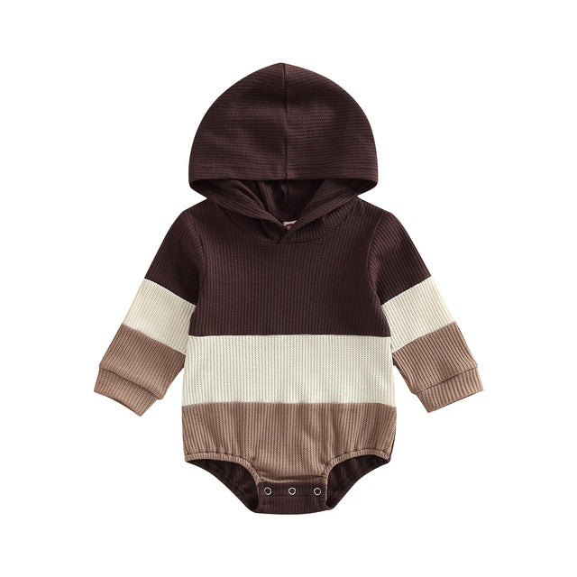 Baby boy waffle hooded bodysuit