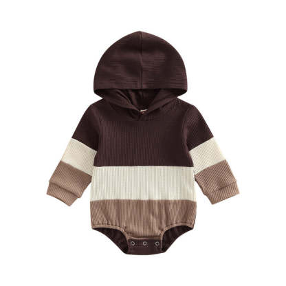 Baby boy waffle hooded bodysuit
