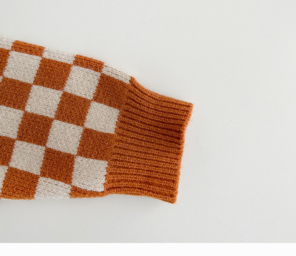 Baby Knitted Checkerboard Romper