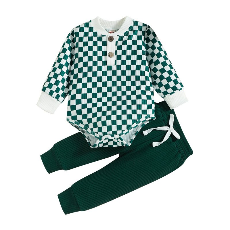 Baby Checkered Hooded Sweatshirt Set