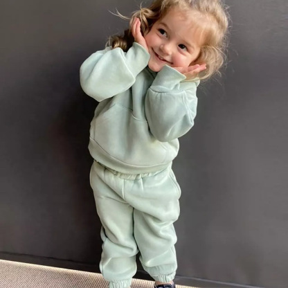 Baby Fleece-Lined Solid Color Hoodie Set