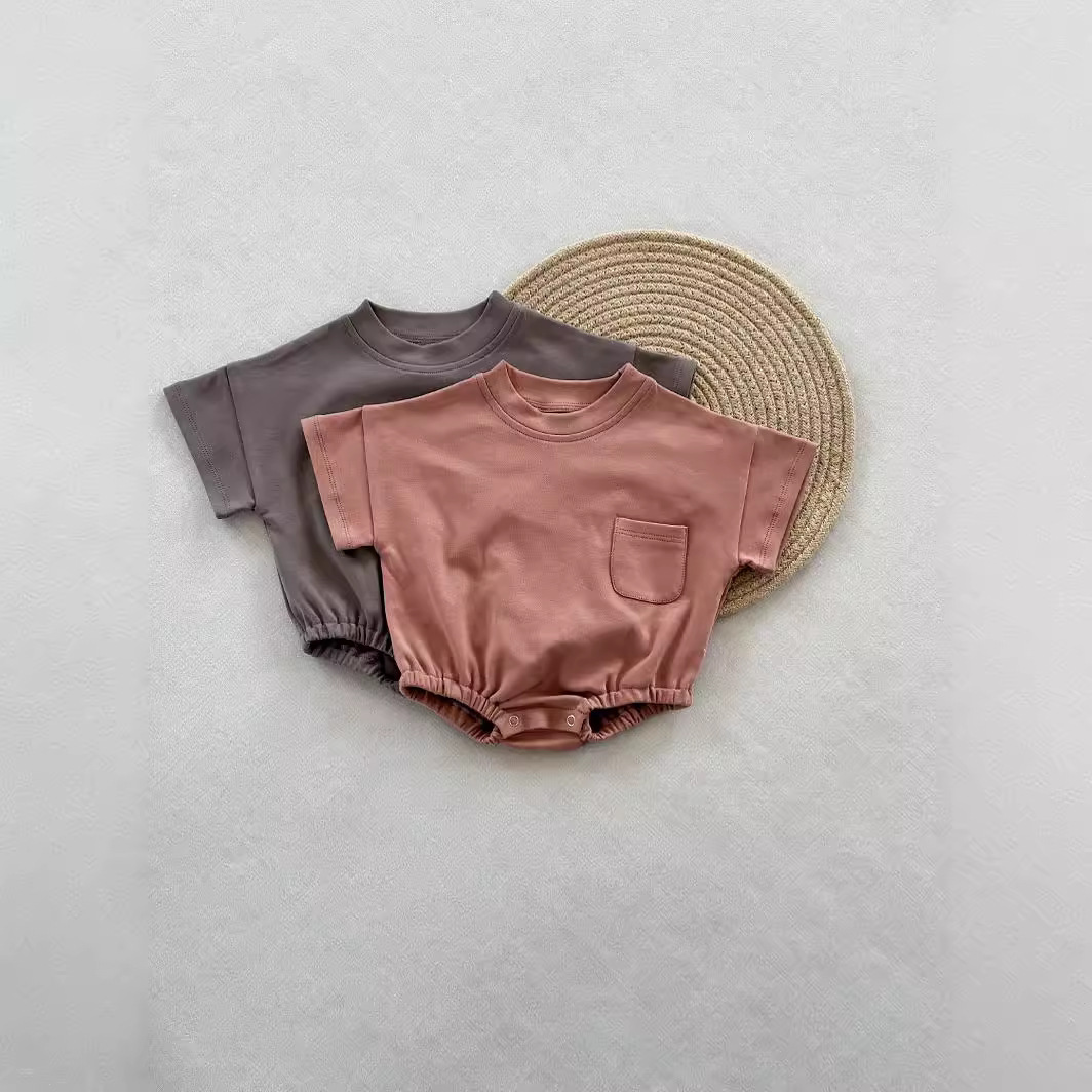 Infant Solid Color Cotton Romper