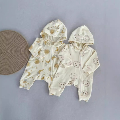 Baby Hooded Pure Cotton Long-Sleeve Romper
