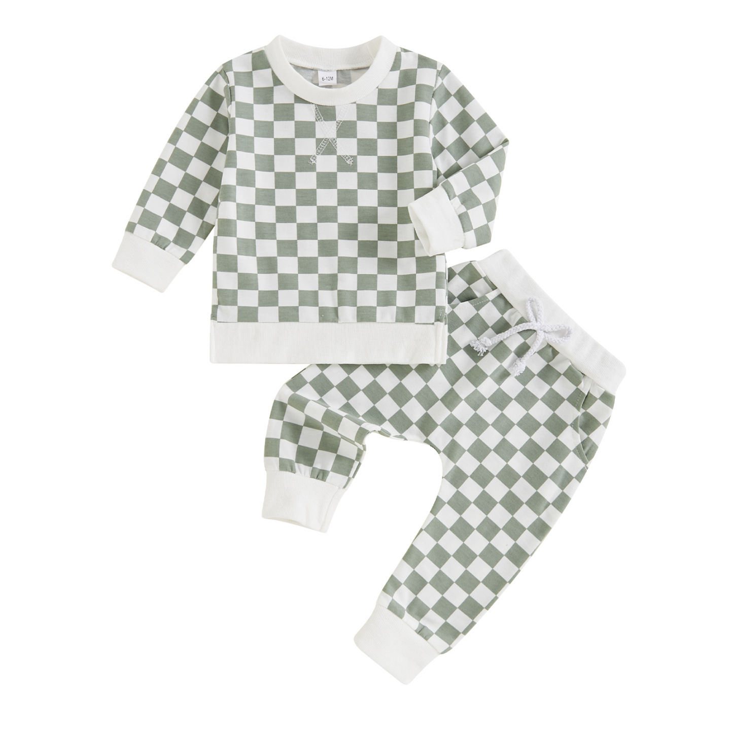 Boys’ Checkered Long Sleeve and Long Pants Two-Piece Set