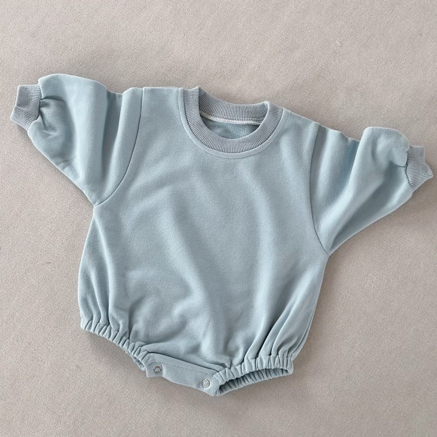Loose Solid-Color Baby Romper for Spring and Autumn