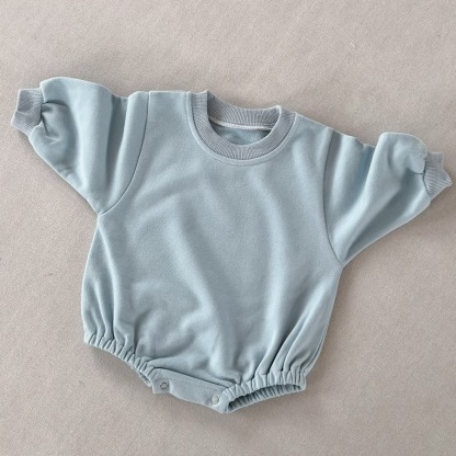Loose Solid-Color Baby Romper for Spring and Autumn