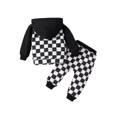 Baby Checkered Hooded Sweatshirt Set