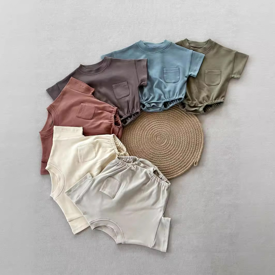 Infant Solid Color Cotton Romper