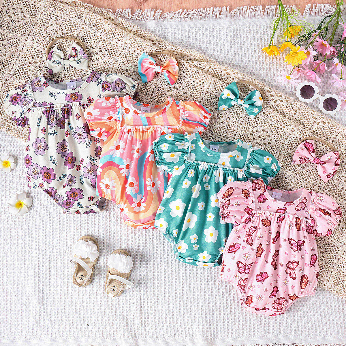 Baby Girl Cute Flower Romper