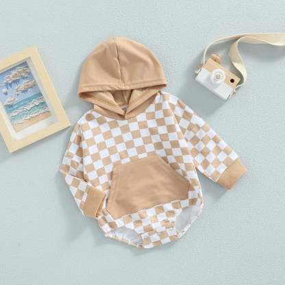 Baby plaid print hooded Bodysuit