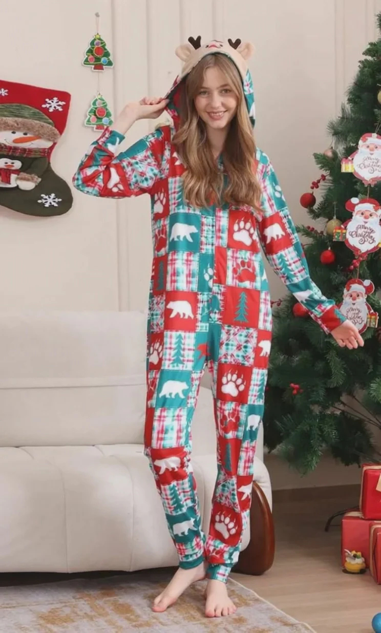 Christmas Parent-Child Printed Loungewear Festive Christmas Parent-Kid Printed Home Wear
