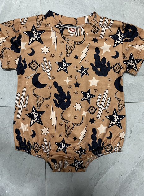 Baby Cowboy Print Romper