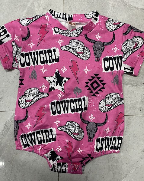 Baby Cowboy Print Romper