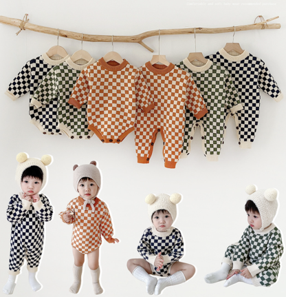 Baby Knitted Checkerboard Romper