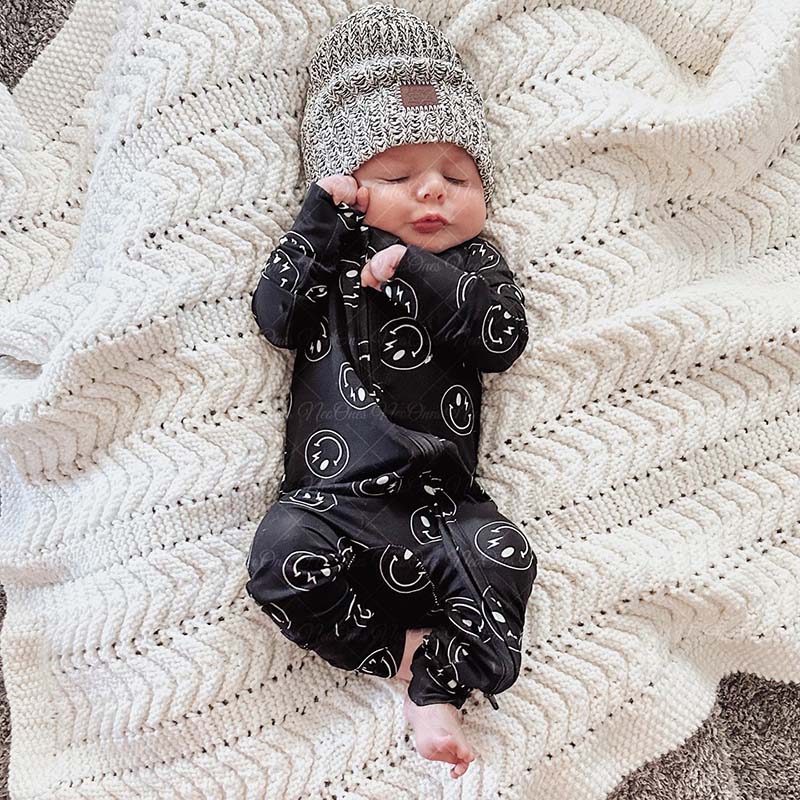Baby Smiley Face Zipper Romper
