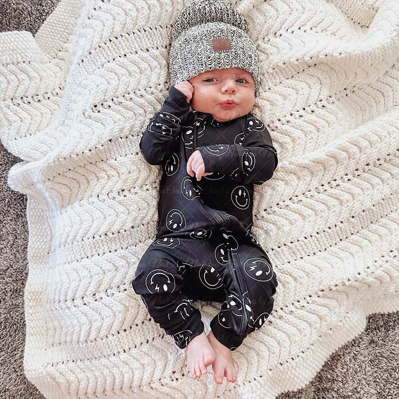 Baby Smiley Face Zipper Romper