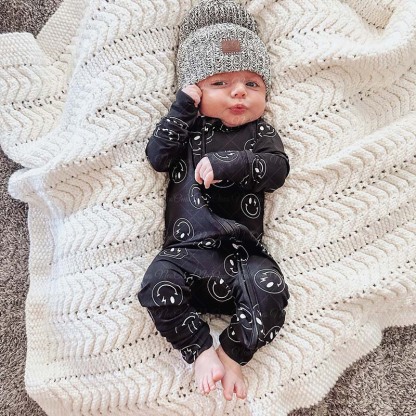Baby Smiley Face Zipper Romper