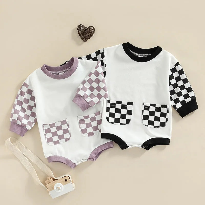 Baby Plaid Round Neck Bodysuit