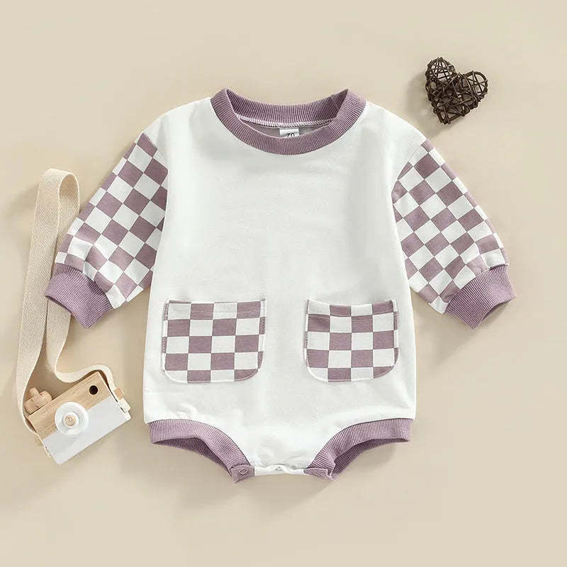 Baby Plaid Round Neck Bodysuit