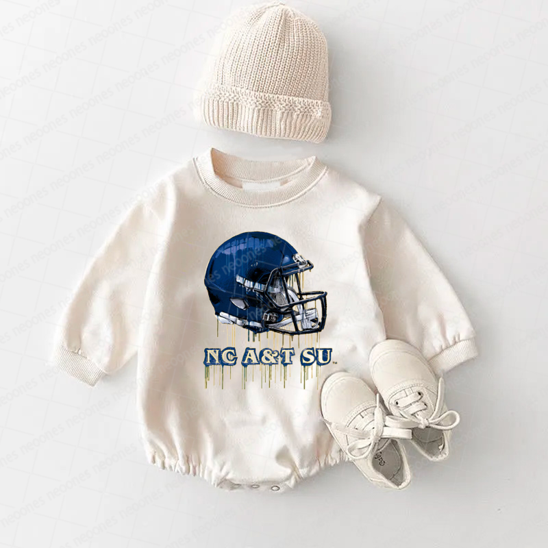 North Carolina A&T Aggies Original Dripping Football Helmet White T-Shirt