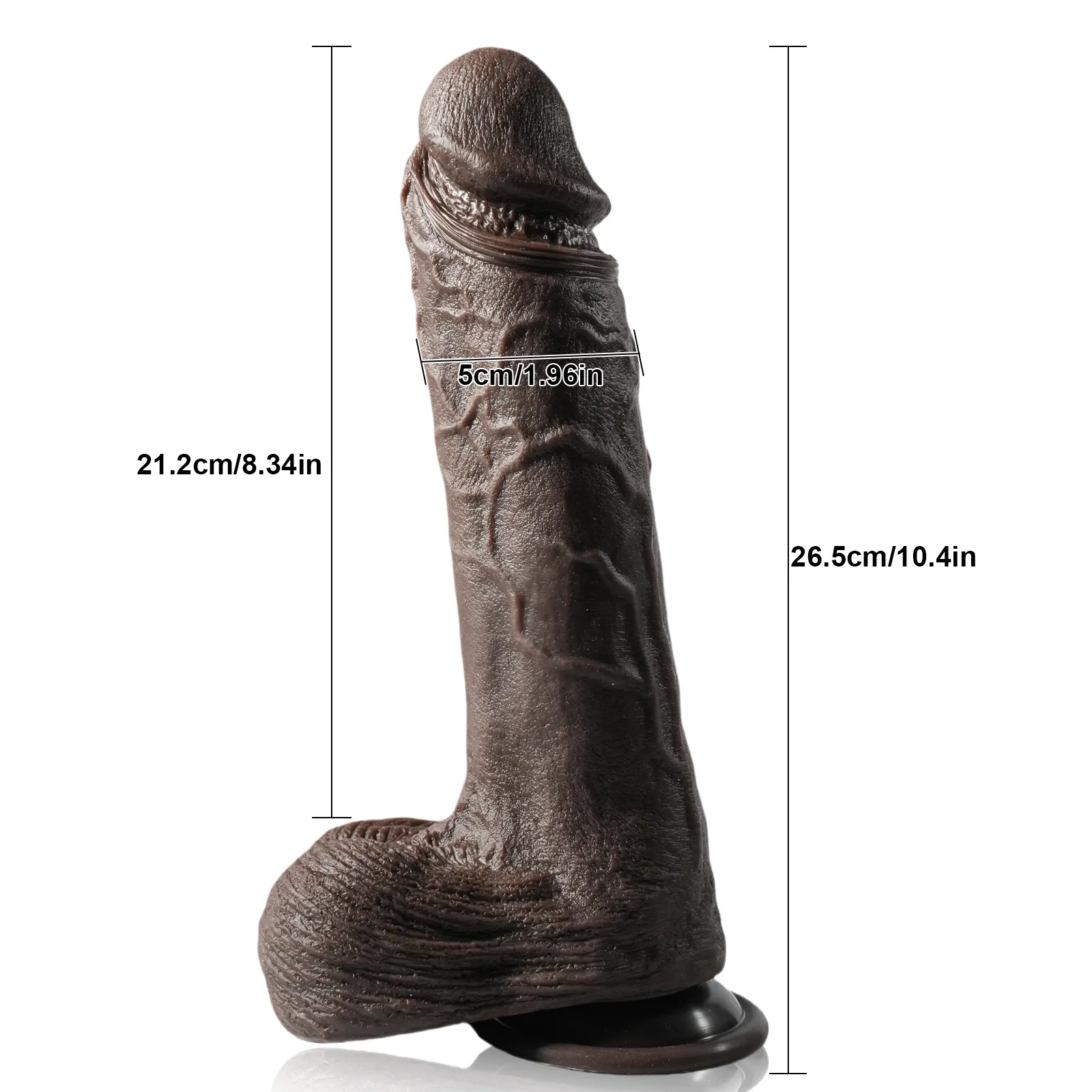 Zwarte Silicone Dildo met Zuignap 26.5cm
