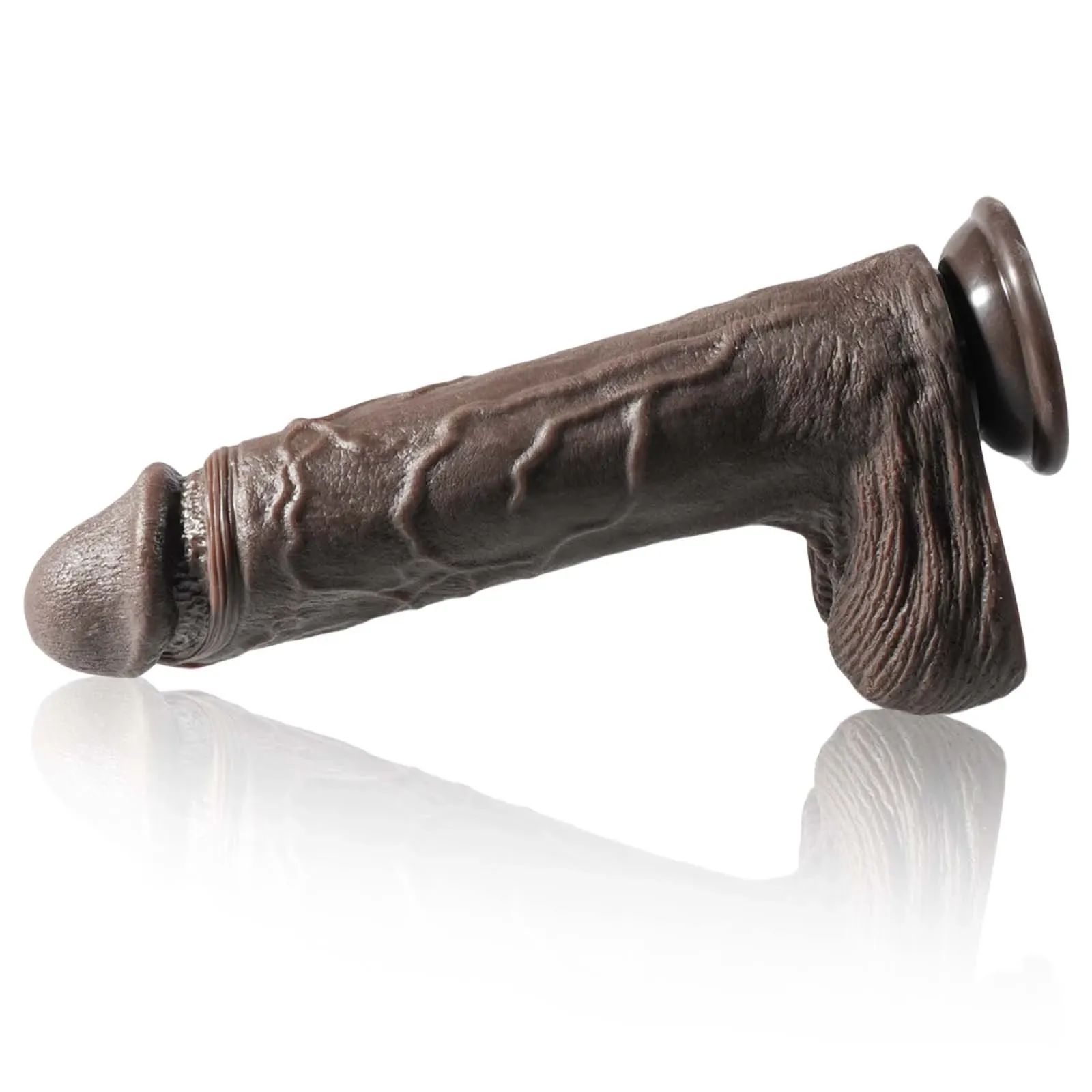 Zwarte Silicone Dildo met Zuignap 26.5cm