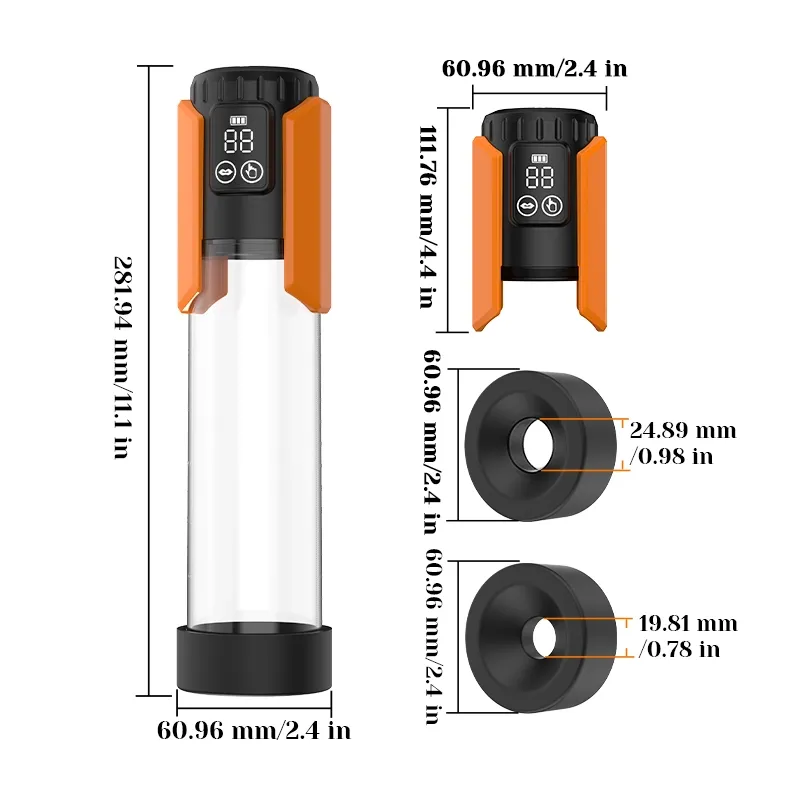 100% Waterdichte Penispomp met 5 Niveaus van Zuiging