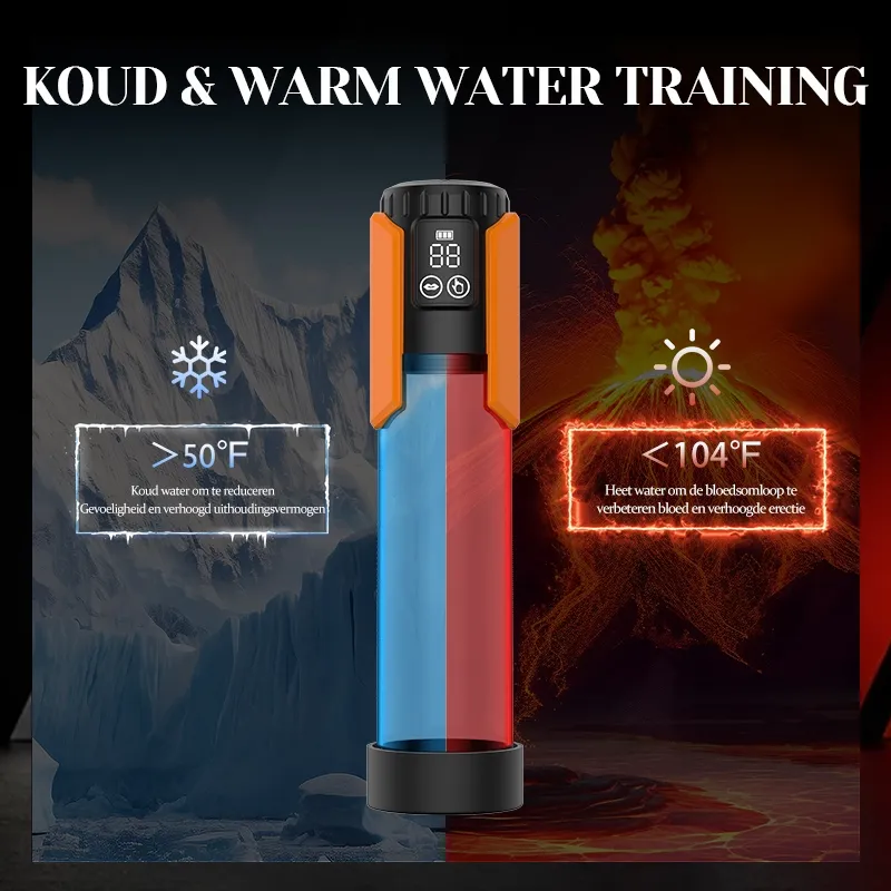 100% Waterdichte Penispomp met 5 Niveaus van Zuiging