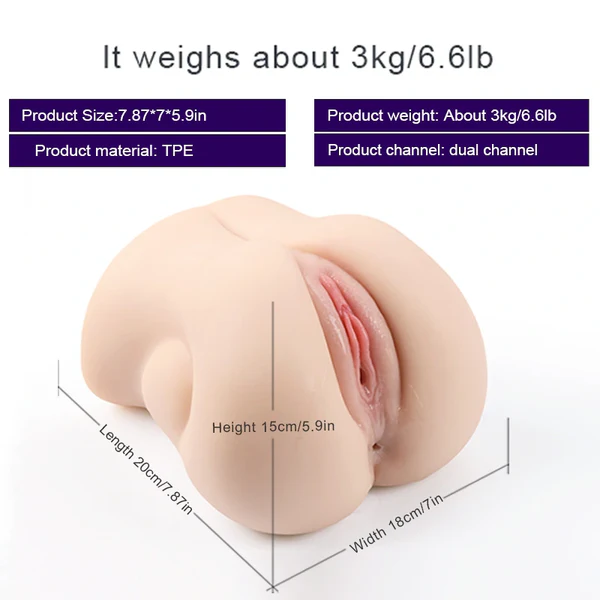 3,0 kg 2-in-1 Pussy Pocket Met Volle Lip Vagina En Strakke Anale Opening