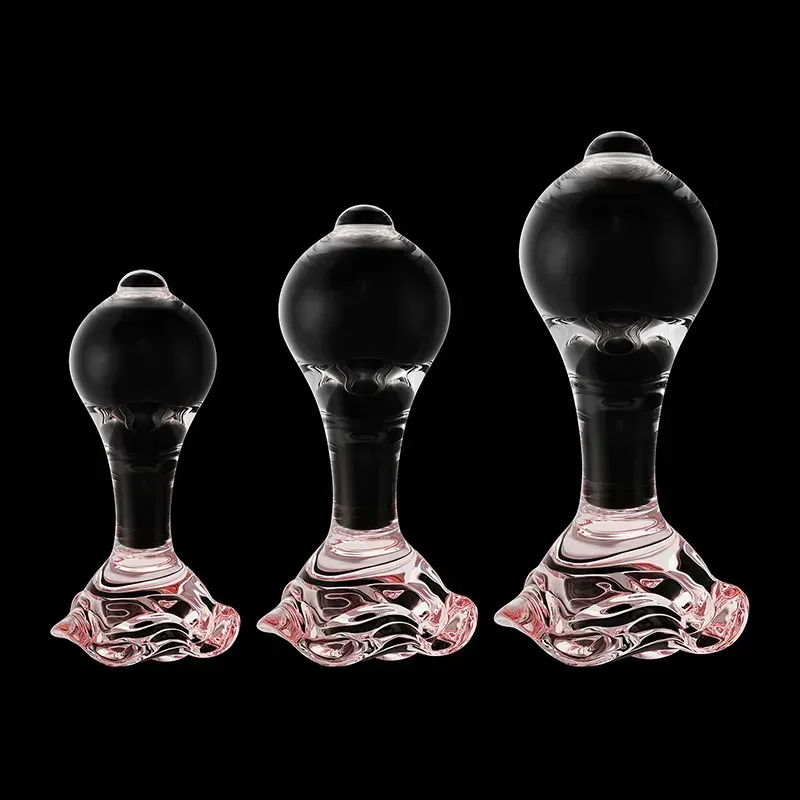3-Delige Set Couple Pink Transparent Glazen Dildo Anaal