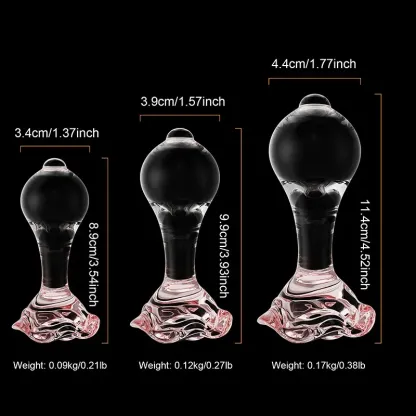 3-Delige Set Couple Pink Transparent Glazen Dildo Anaal