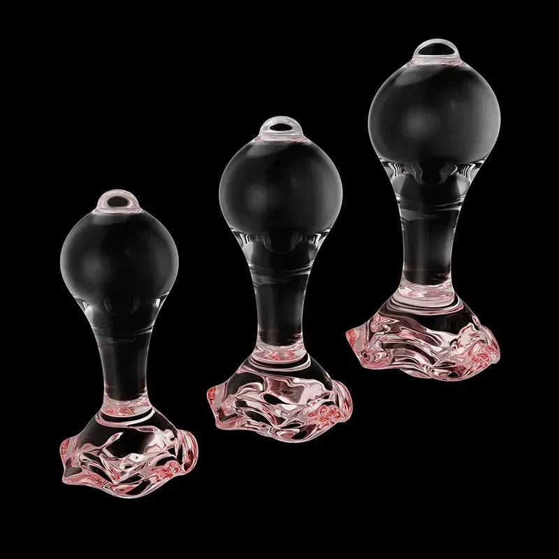 3-Delige Set Couple Pink Transparent Glazen Dildo Anaal