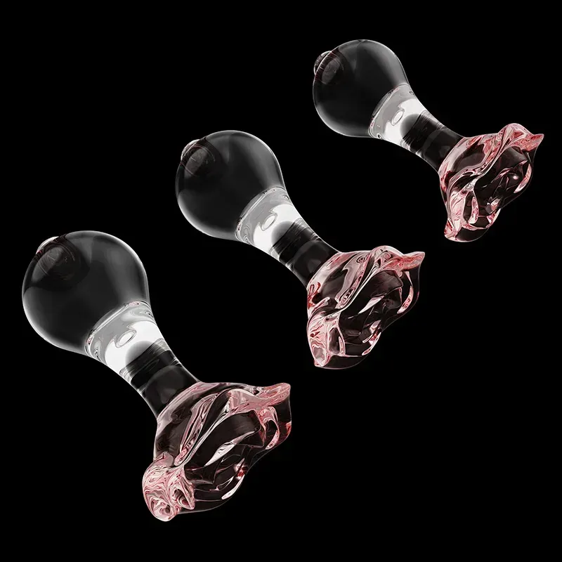 3-Delige Set Couple Pink Transparent Glazen Dildo Anaal