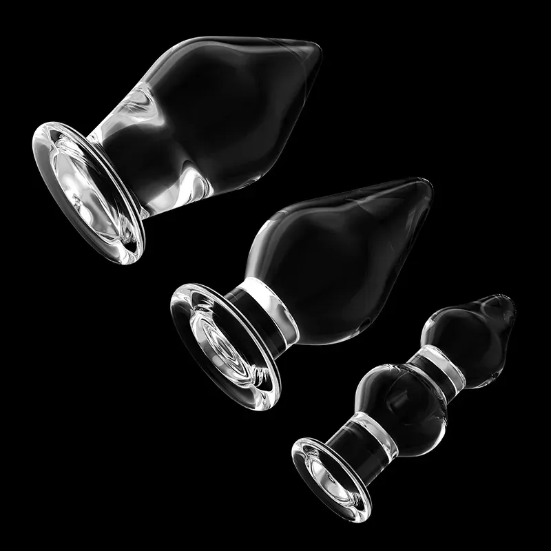 3-Delige Set Doorzichtige Glazen Dildo Buttplug