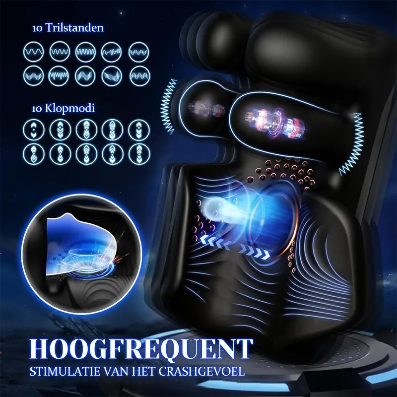 Penis Stimulator met 10 Pulsaties, Vibraties en Vingermassage