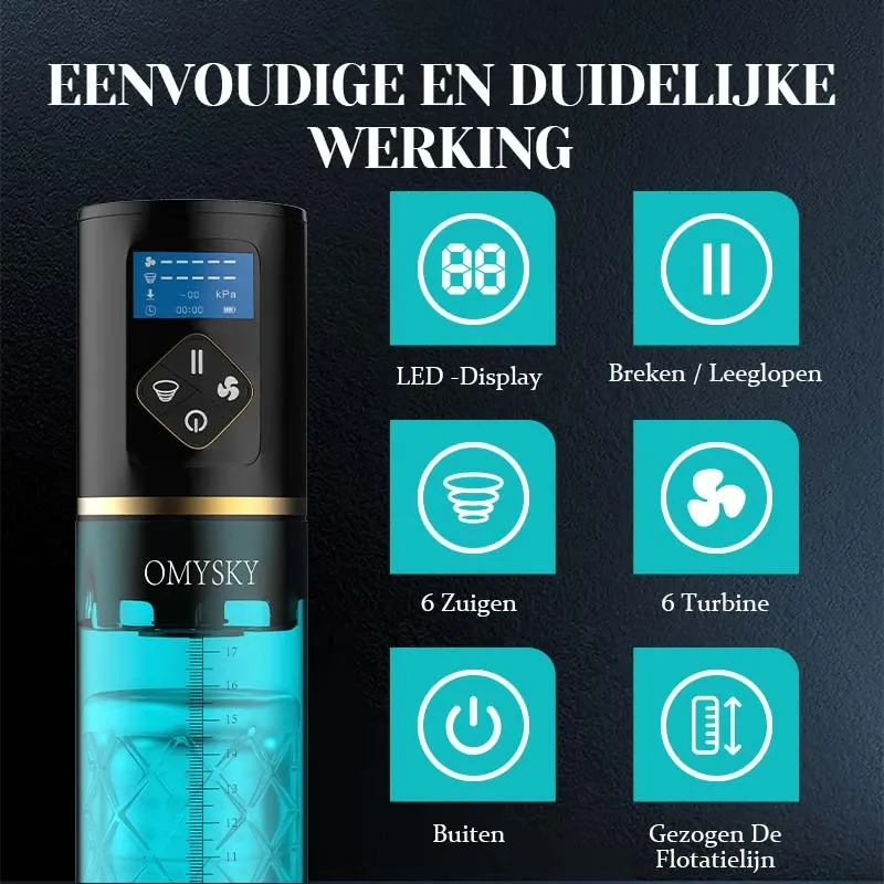 100% Waterproof Hydro Penispomp 6 Zuigmogelijkheden en LED-Display