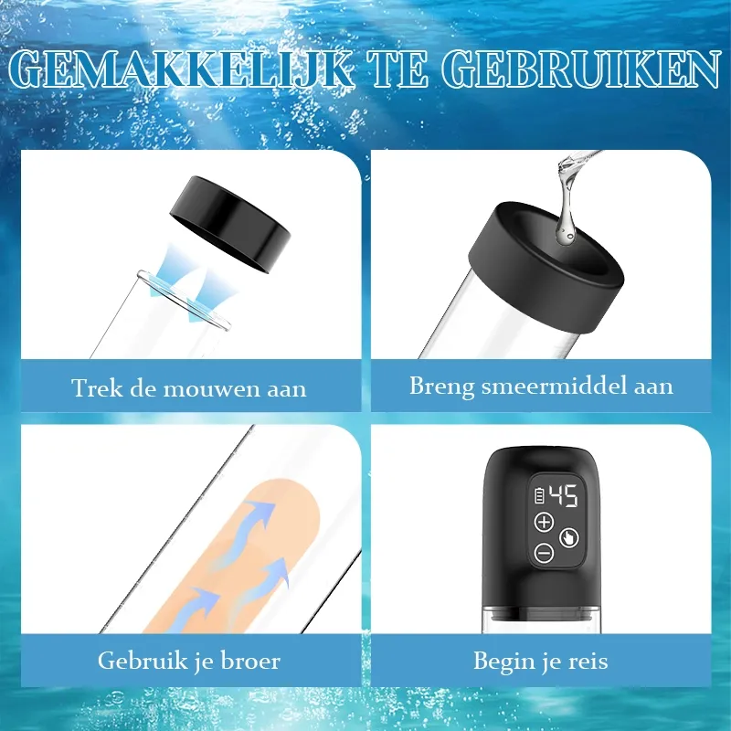 Volledig Waterdichte Penispomp met Digitaal Display.