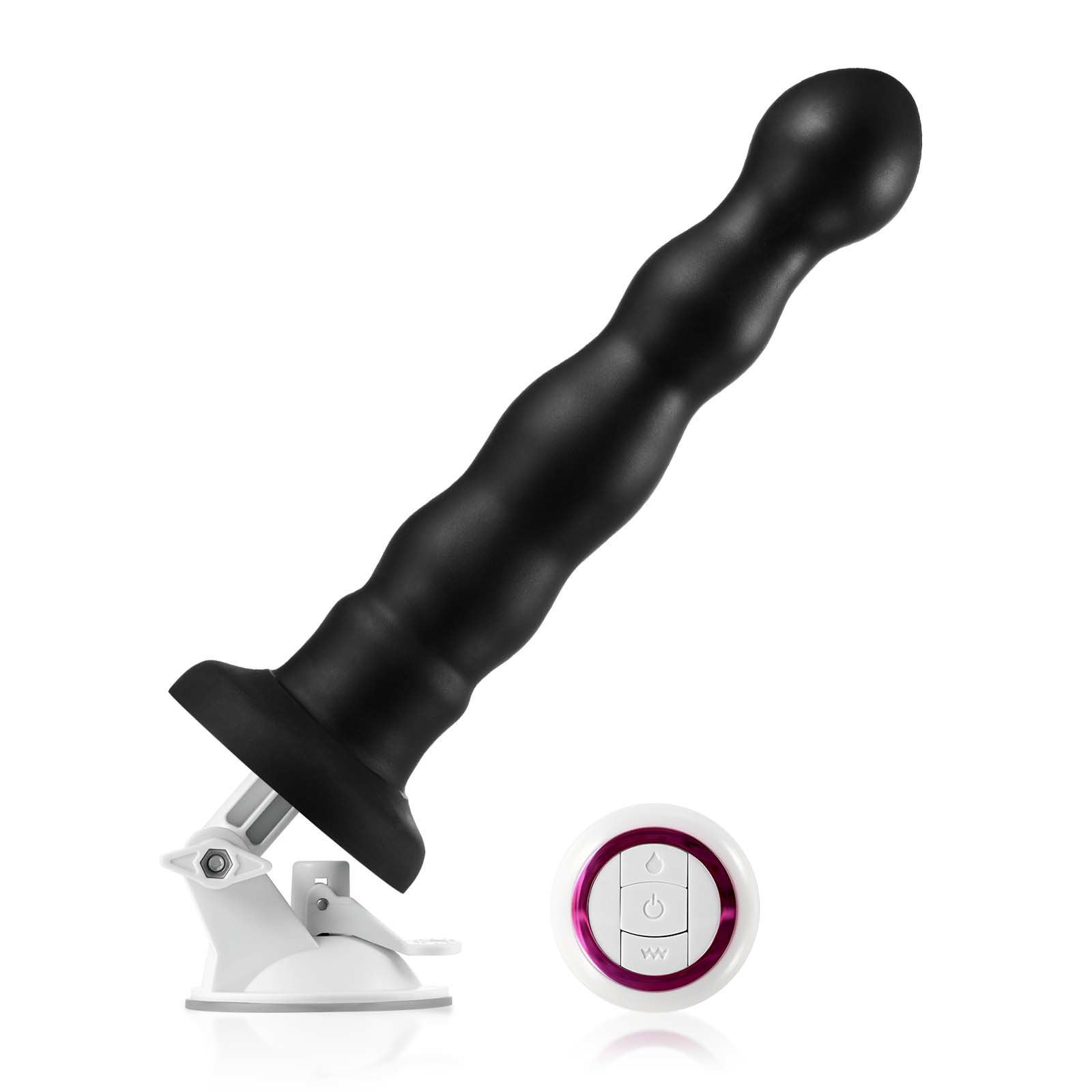 Black Funny Trillende Zuignap Dildo Met Houder 24.3cm