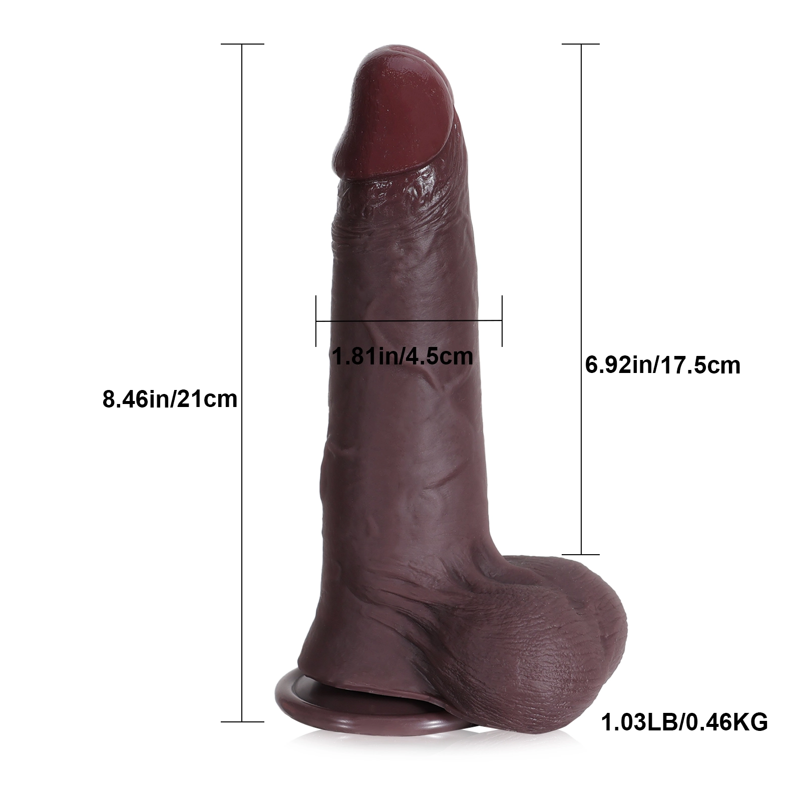 Black Suction Cup Dildos Ball 21.5 cm