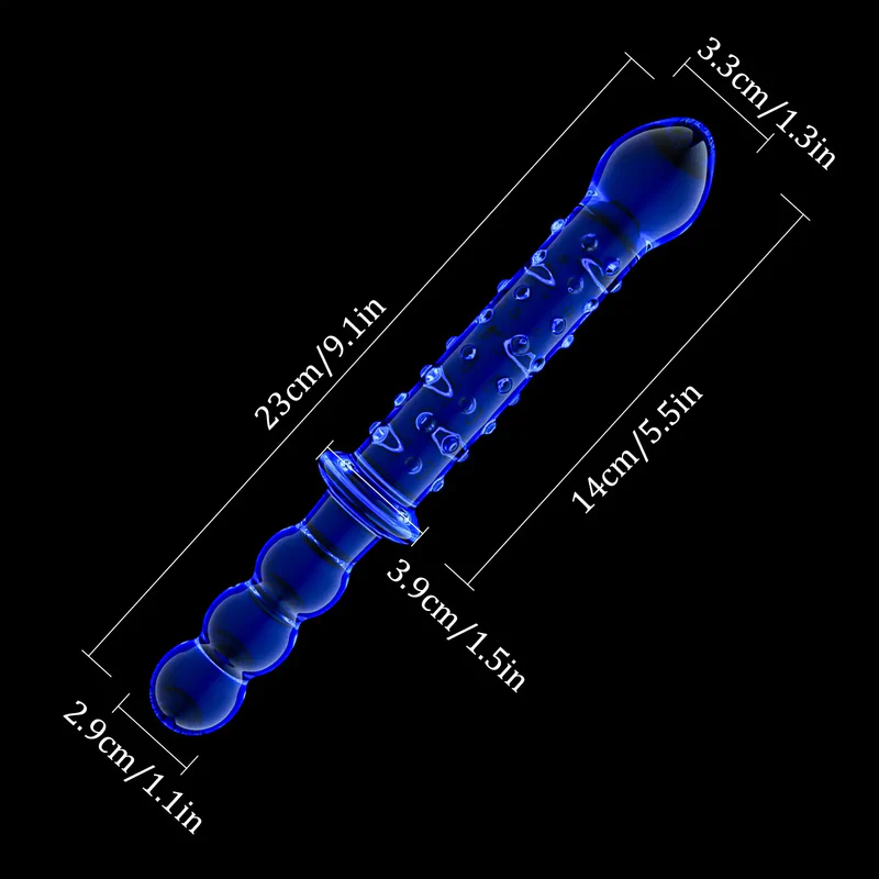 Blauwe Glazen Anaal Dildo 23cm