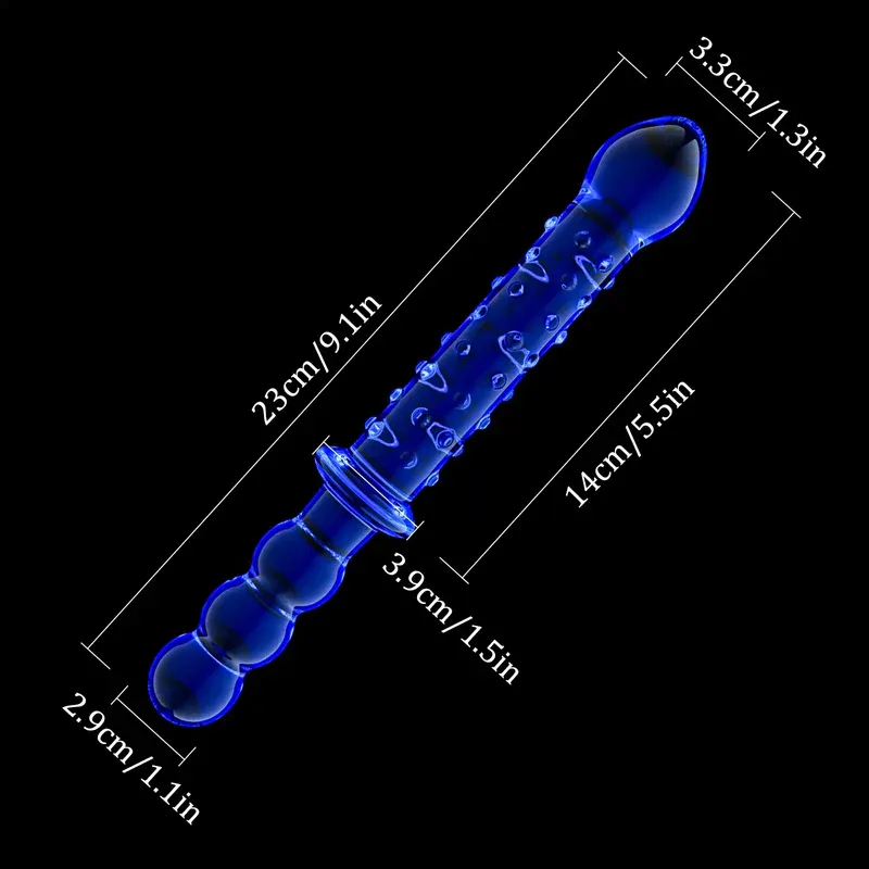 Blauwe Glazen Anaal Dildo 23cm