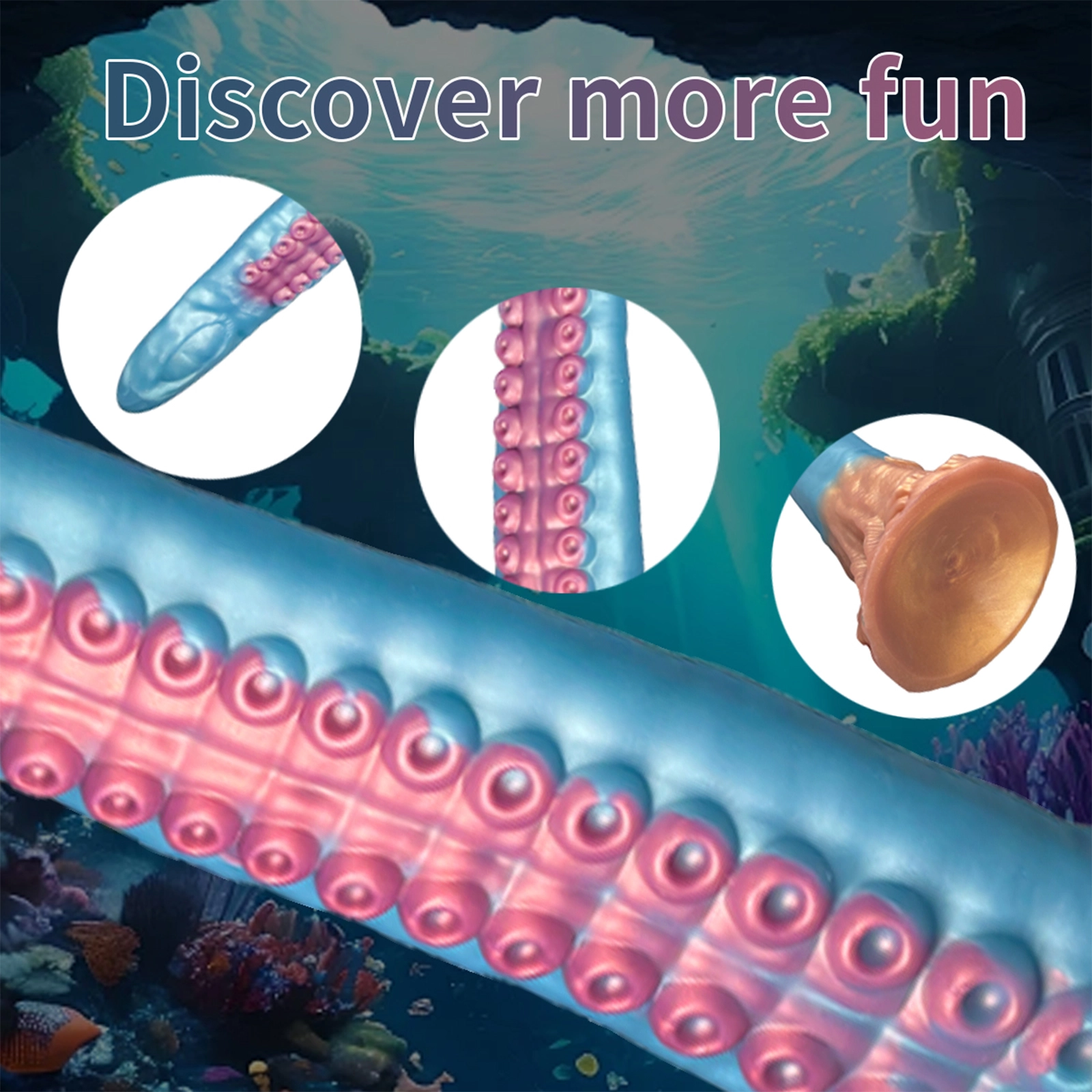 Blauwe Tentacle Zuignap Dildo 47cm