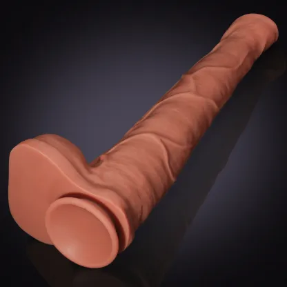 Grote Bruine Siliconen Paarden Dildo 38.5 cm
