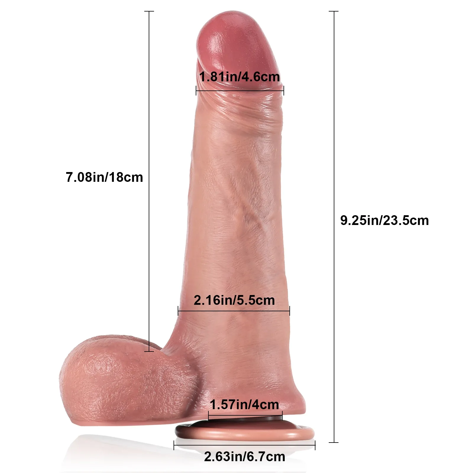 Bruine Real Penis Sliding Skin Voorbind Dildo